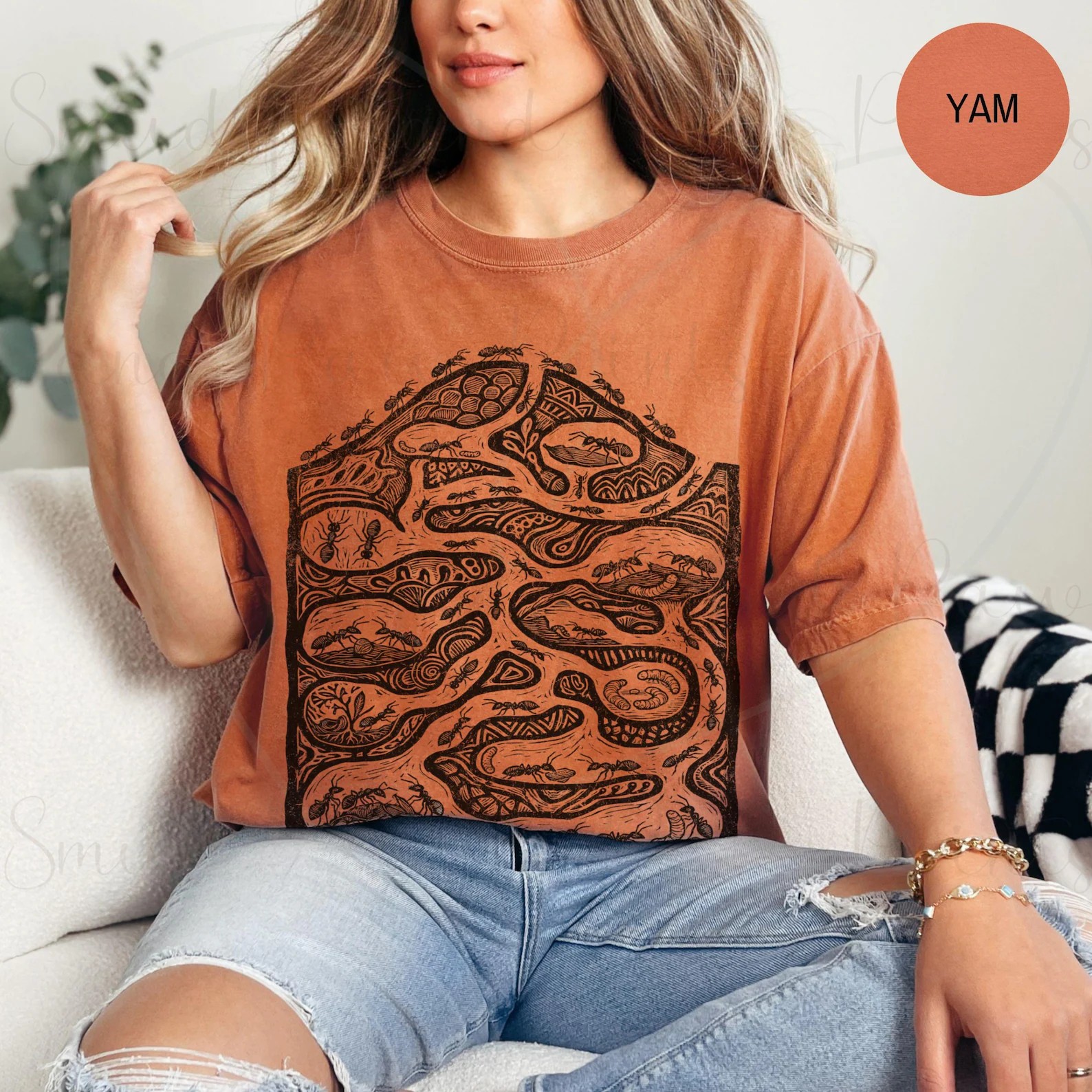 Ant colony linocut tee